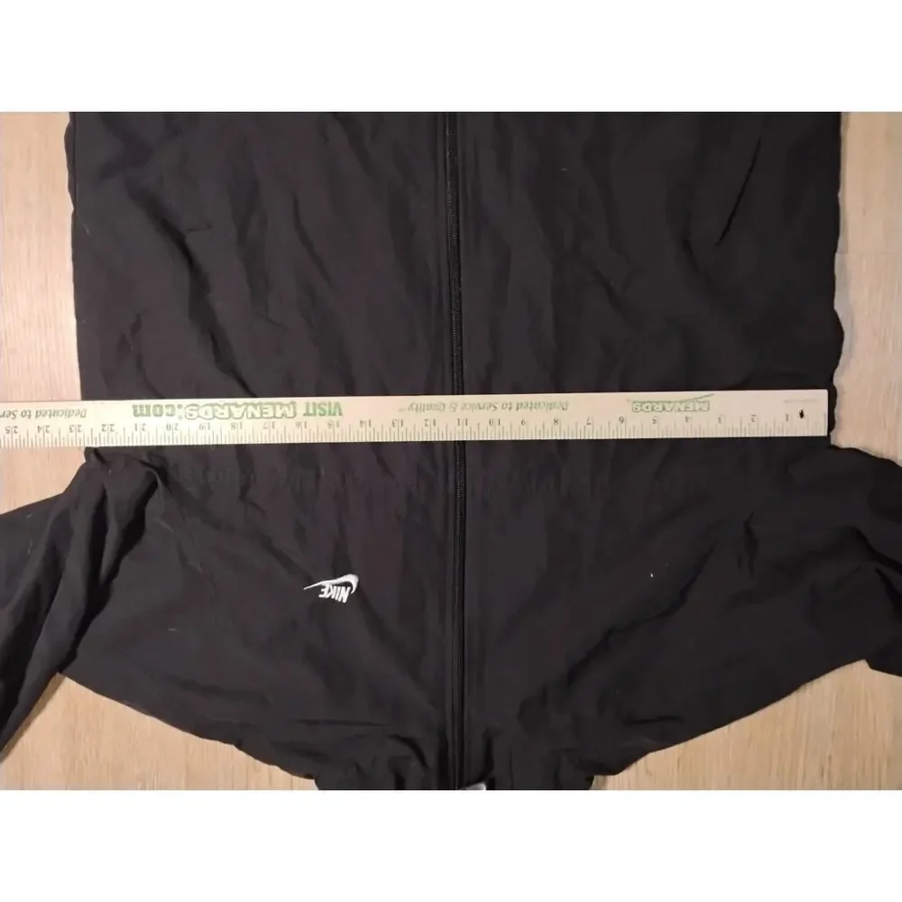 Nike Windbreaker L Hooded Lined Black Swoosh Jacket  Y2K Mens